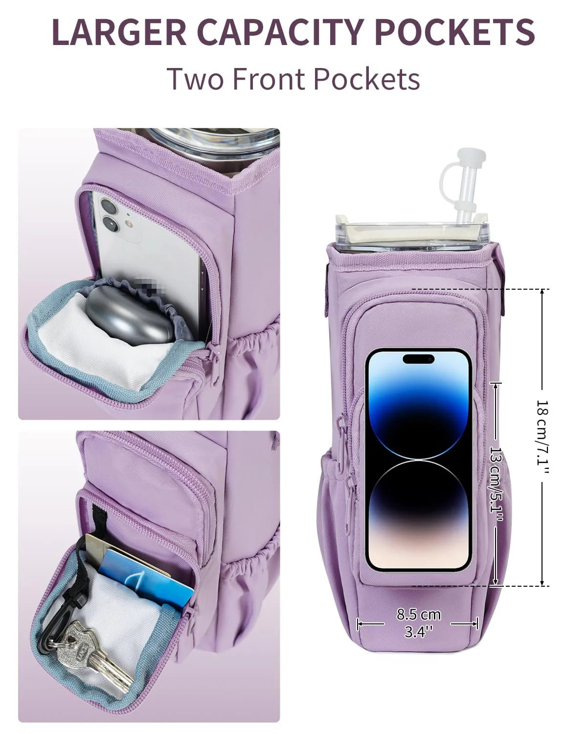 Verstellbare Umhängetasche mit Thermosbecherhalter für 40 oz