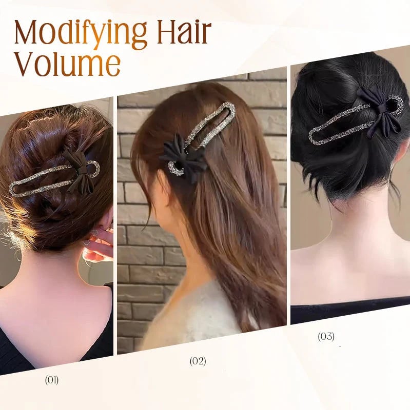Funkelnde, Elegante Haarspange Mit Schwarzer Schleife