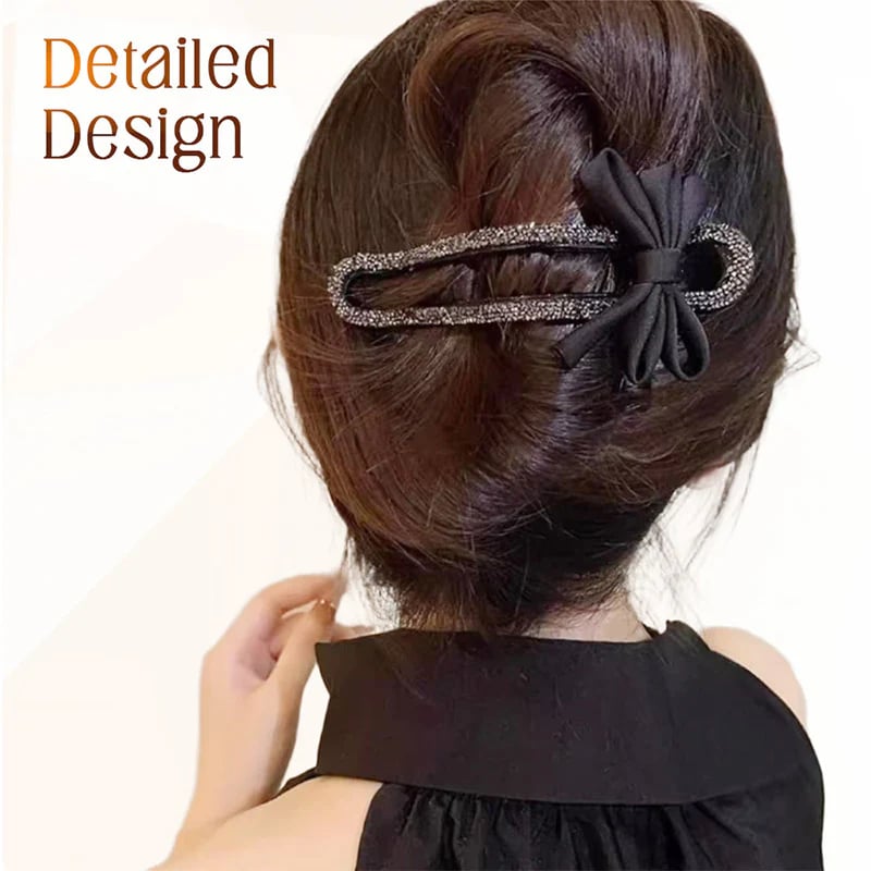 Funkelnde, Elegante Haarspange Mit Schwarzer Schleife
