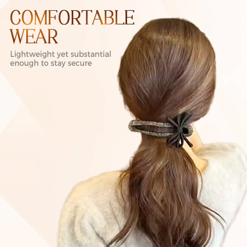 Funkelnde, Elegante Haarspange Mit Schwarzer Schleife