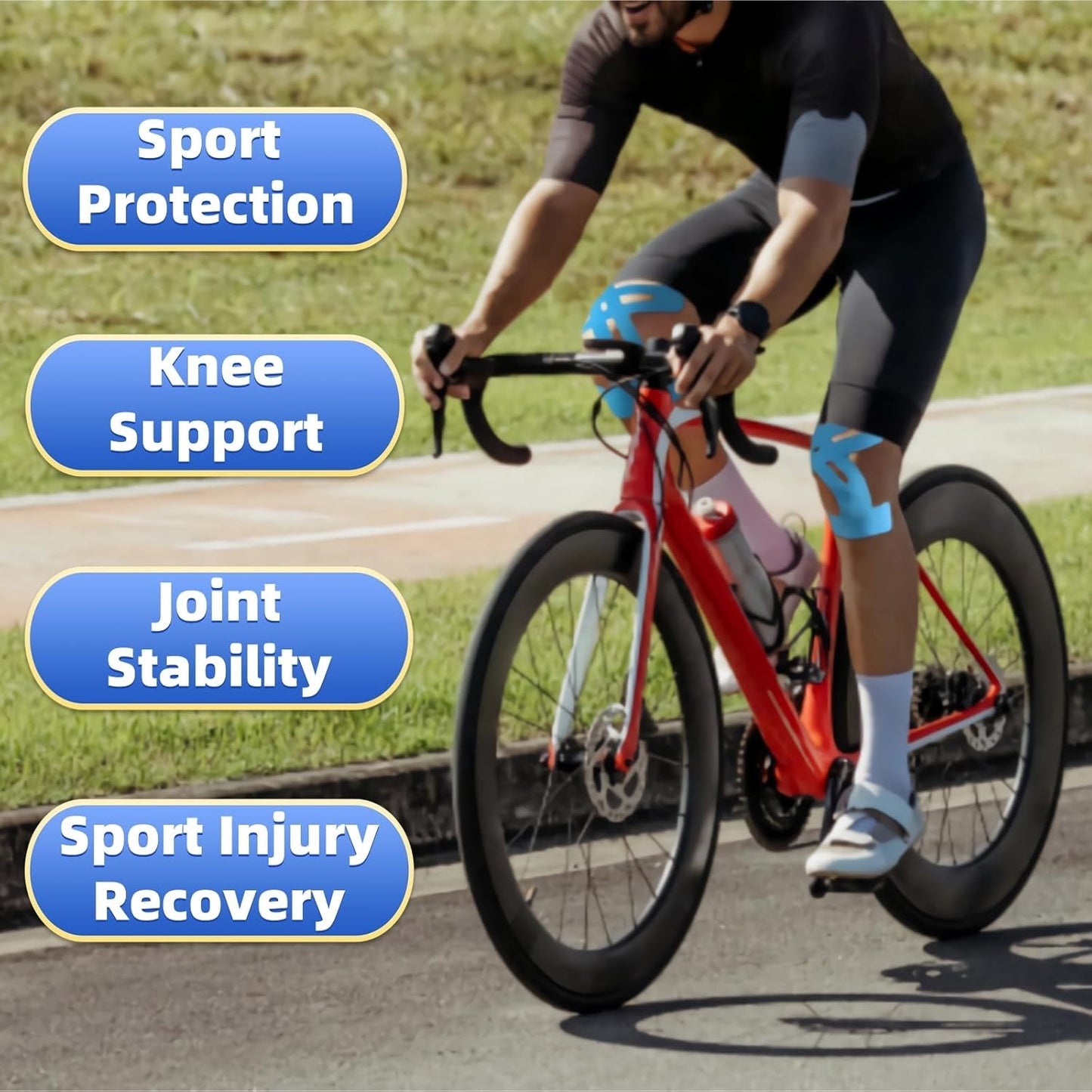 10 Stück vorgeschnittenes Kinesiologie-Tape für Knie