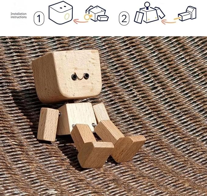 🔥Letzter Tag Rabatt 49 %🔥Charmante kleine Holzfigur, die sich mit 12 magnetischen Gesichtsausdrücken bewegt