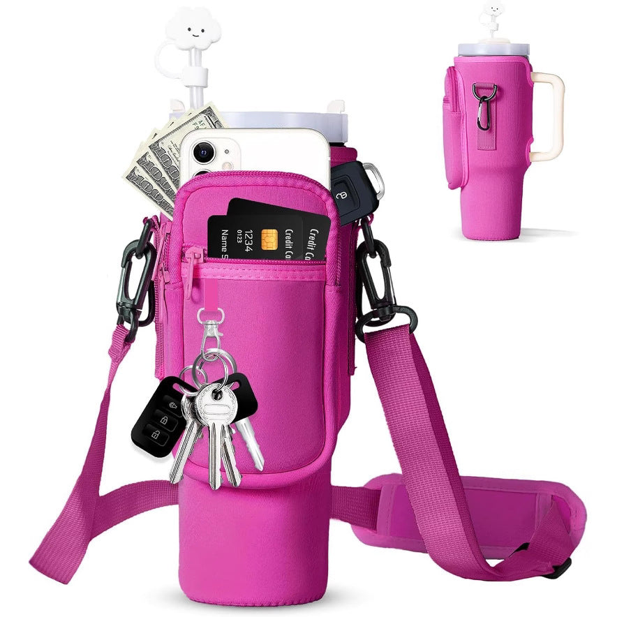 Verstellbare Umhängetasche mit Thermosbecherhalter für 40 oz