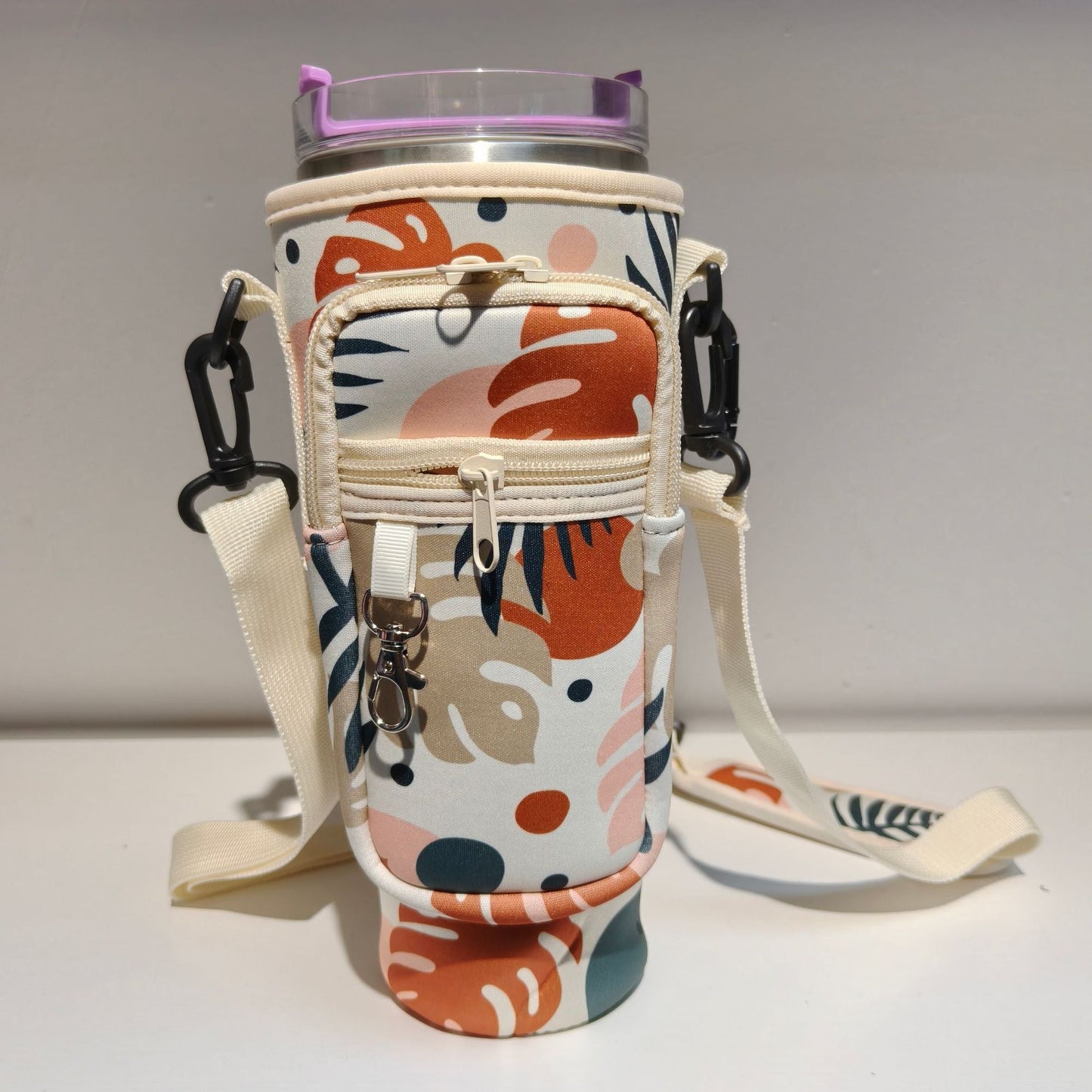 Verstellbare Umhängetasche mit Thermosbecherhalter für 40 oz