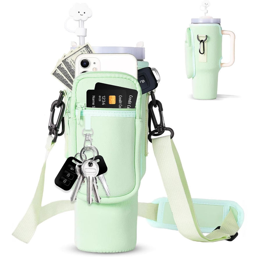 Verstellbare Umhängetasche mit Thermosbecherhalter für 40 oz