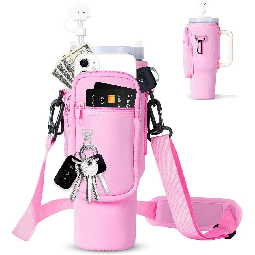 Verstellbare Umhängetasche mit Thermosbecherhalter für 40 oz