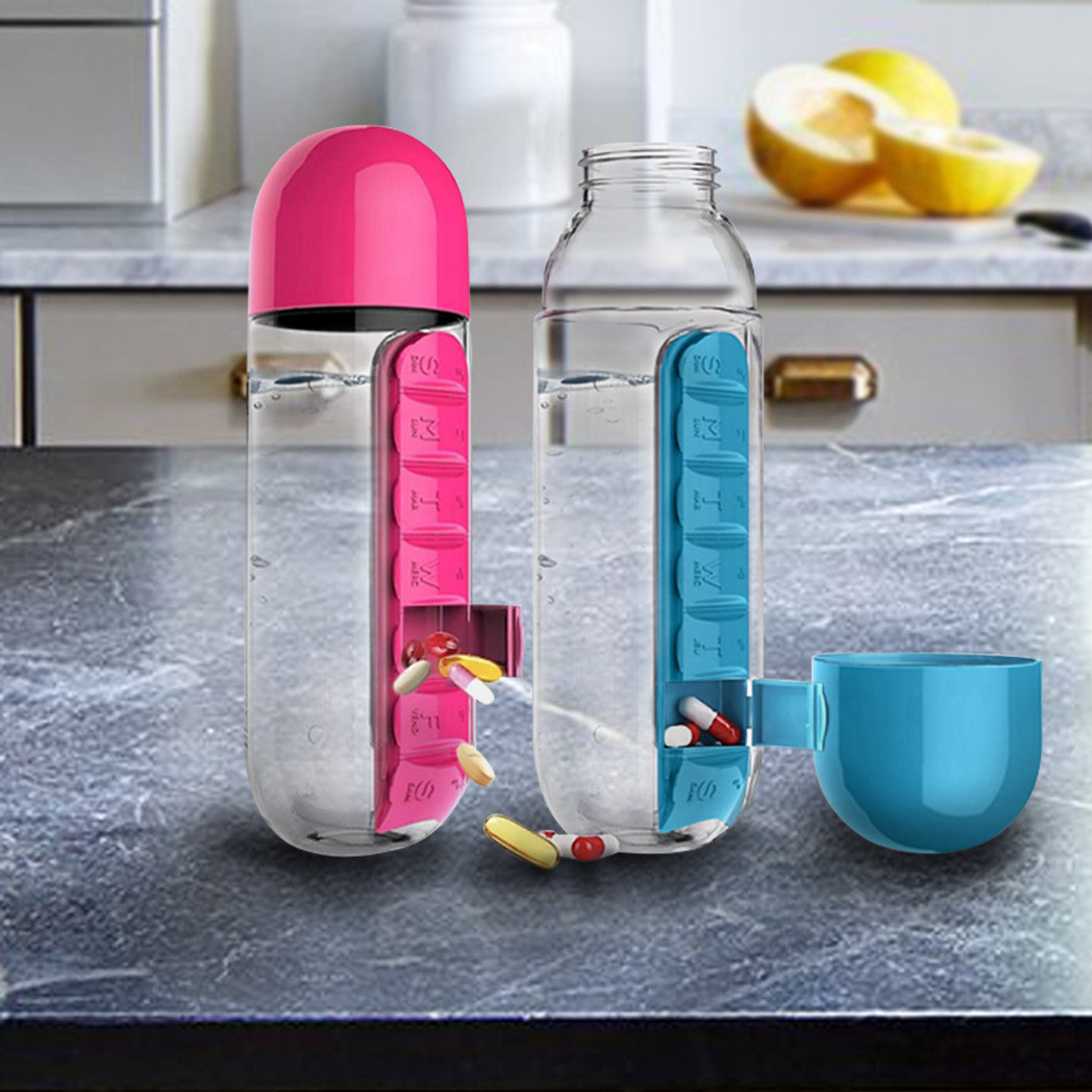 Pillenorganisator-Wasserflasche