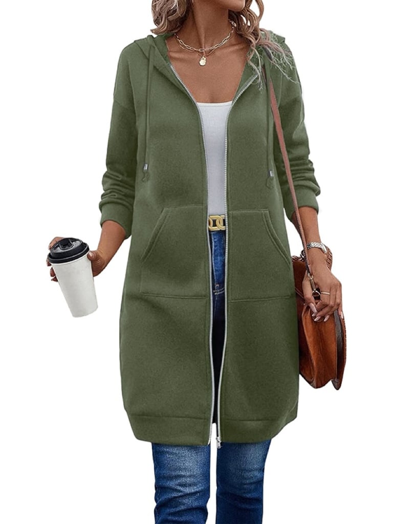 🔥 Lässiger Fleece-Kapuzenpullover mit Reißverschluss für Damen