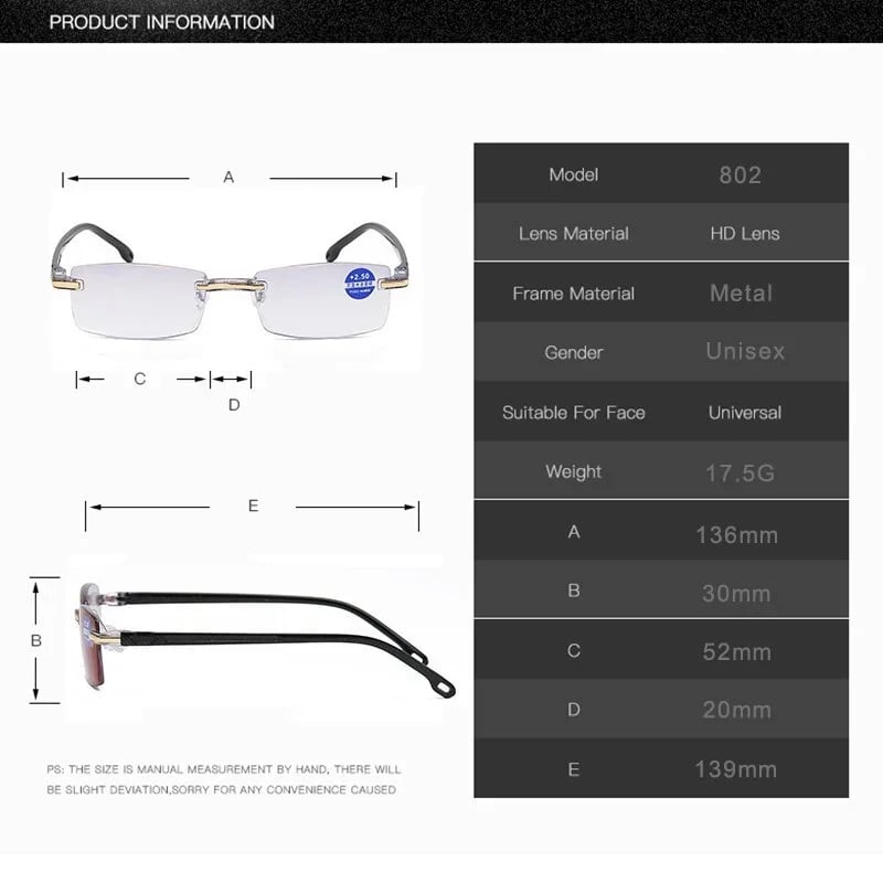 Neue Lesebrille Mit Hohem Härtegrad Und Anti-Blaulicht-Saphirglas Für Den Doppelten Gebrauch