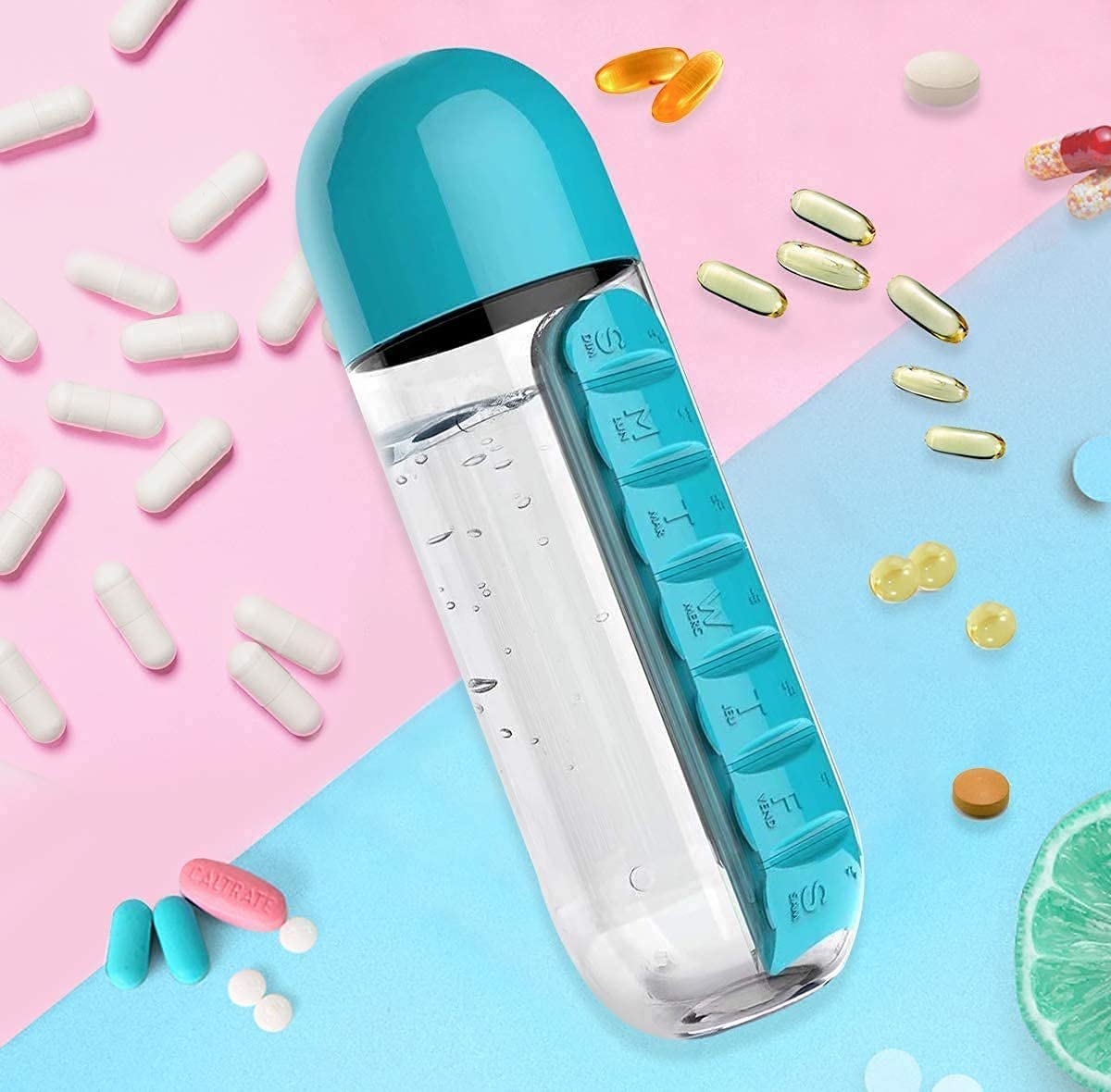 Pillenorganisator-Wasserflasche