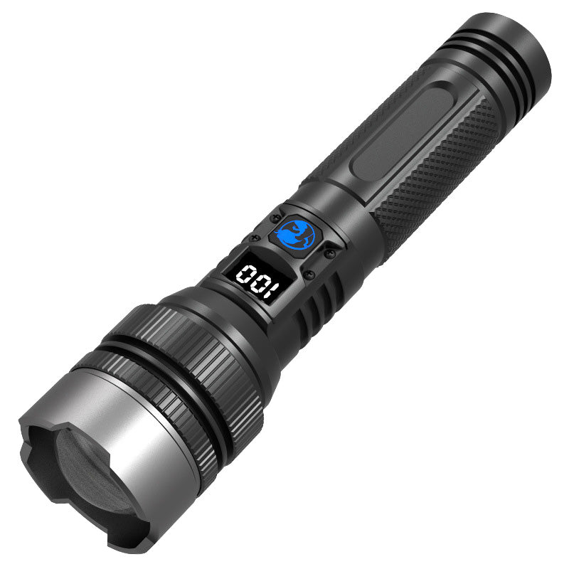 Weiße Laser-Taschenlampe mit Zoom, Powerbank und Digitalanzeige