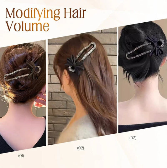 Funkelnde, Elegante Haarspange Mit Schwarzer Schleife