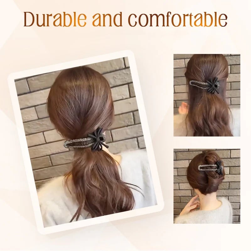Funkelnde, Elegante Haarspange Mit Schwarzer Schleife