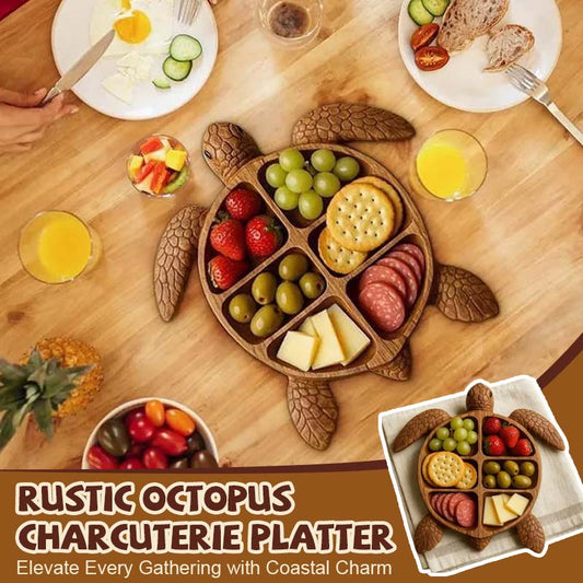Rustikale Charcuterie-Platte mit Tintenfisch
