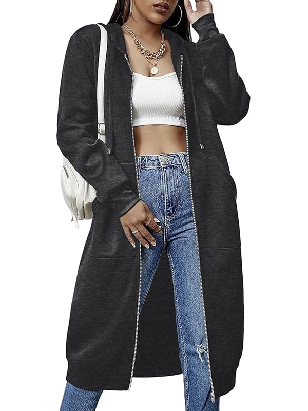 🔥 Lässiger Fleece-Kapuzenpullover mit Reißverschluss für Damen