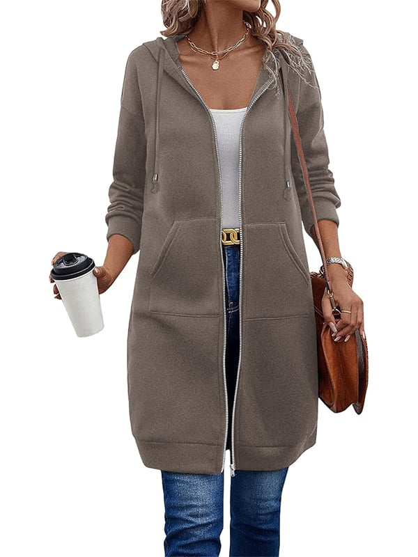 🔥 Lässiger Fleece-Kapuzenpullover mit Reißverschluss für Damen