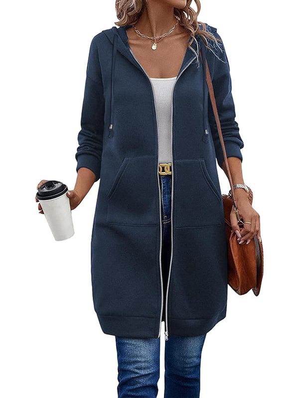 🔥 Lässiger Fleece-Kapuzenpullover mit Reißverschluss für Damen