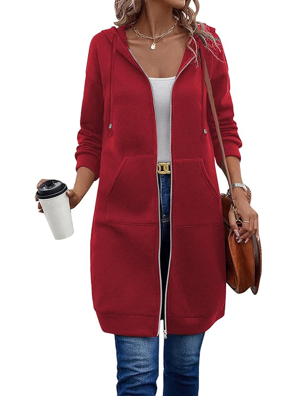 🔥 Lässiger Fleece-Kapuzenpullover mit Reißverschluss für Damen