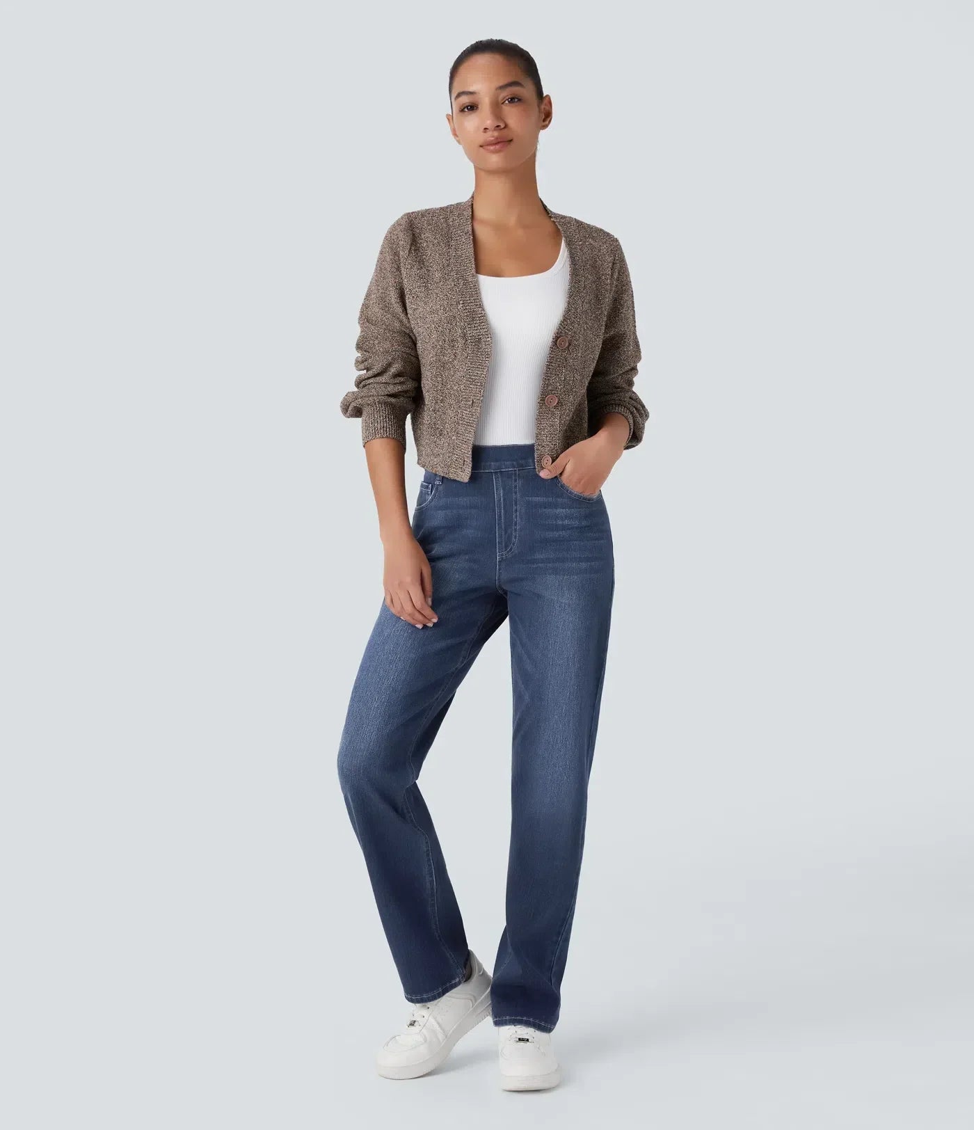 Elastische & bequeme Hose mit hoher Taille