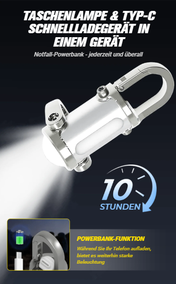 1200LM Superhelle Mini-Schlüsselanhänger-Taschenlampe, wasserdicht