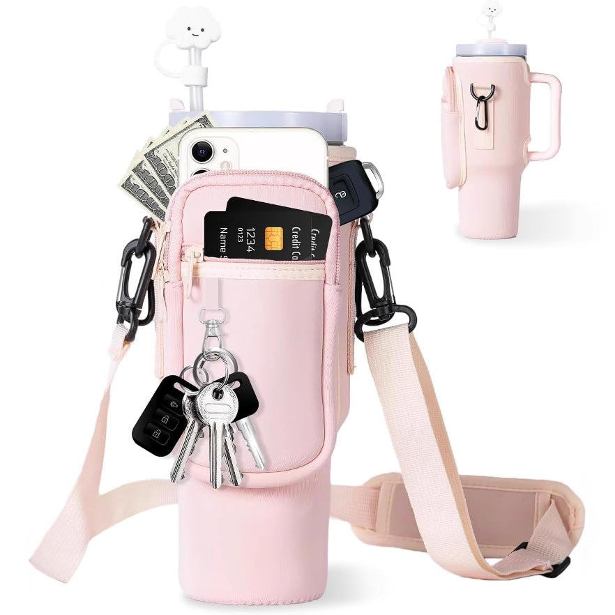 Verstellbare Umhängetasche mit Thermosbecherhalter für 40 oz